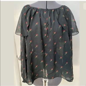 NEW WILDFOX SHEER CHIFFON POET BLOUSE TOP ROSES M